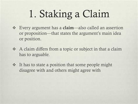 Meaning of Stake a claim .